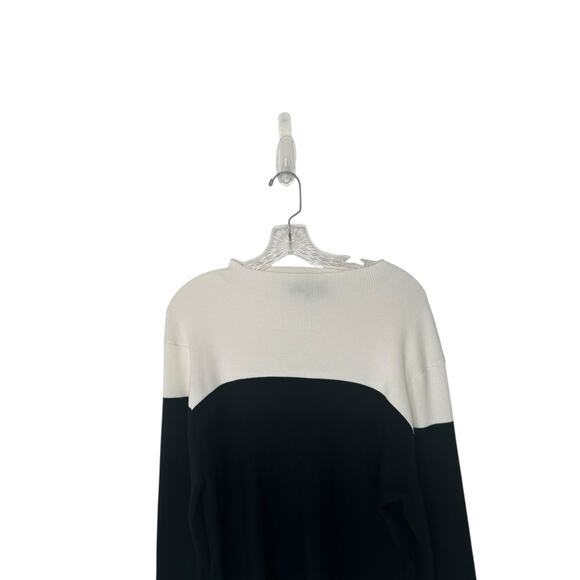 Eloquii Sweater Plus Black White Mock Neck Cable Knit Long Sleeve Size 22/24 - Picture 4 of 12